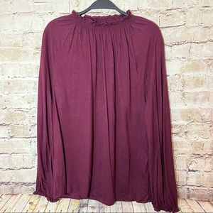 Burgundy LOFT outlet long sleeve top size medium